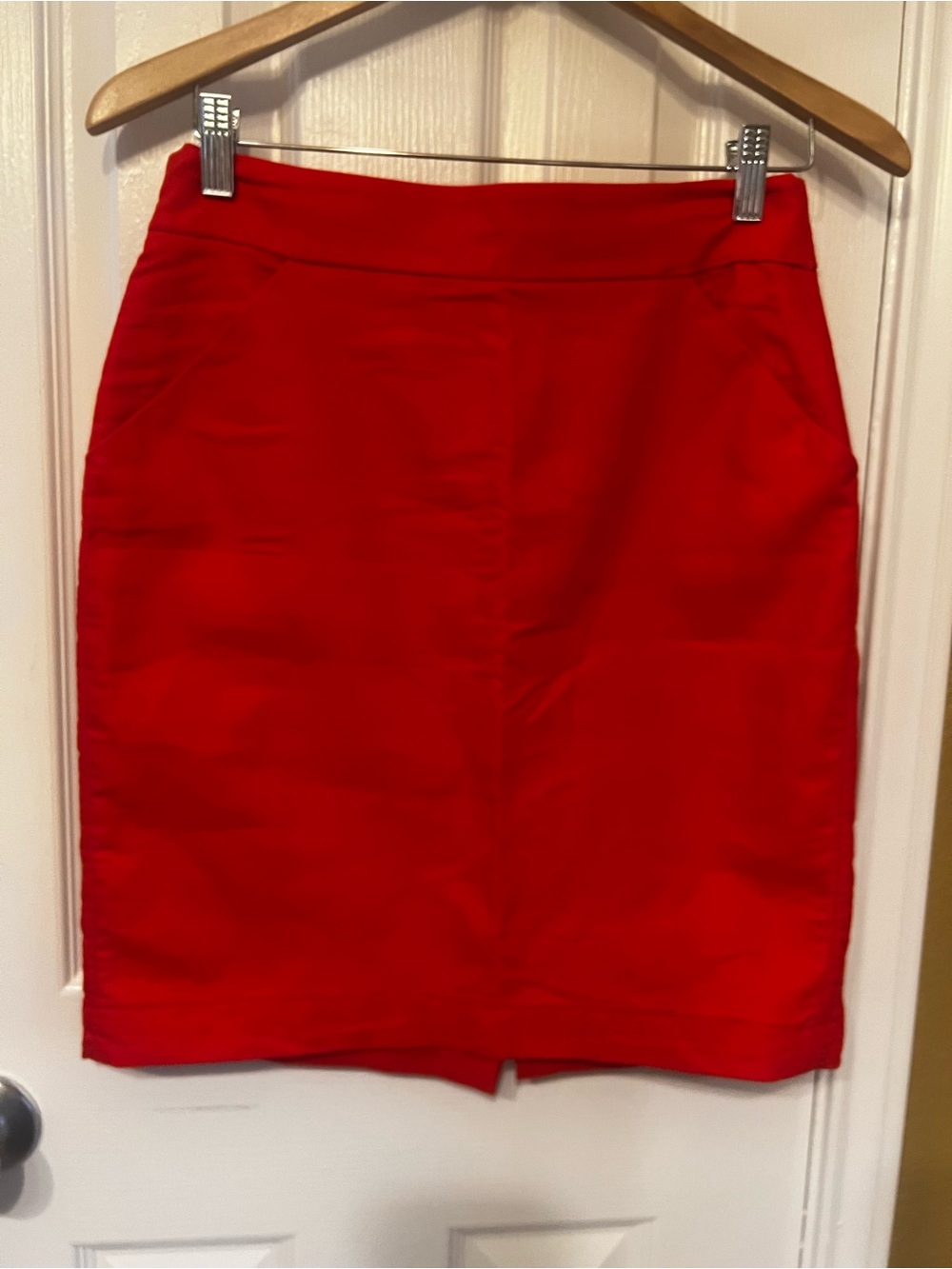 J. Crew Factory Red Cotton The Pencil Skirt, Size 8